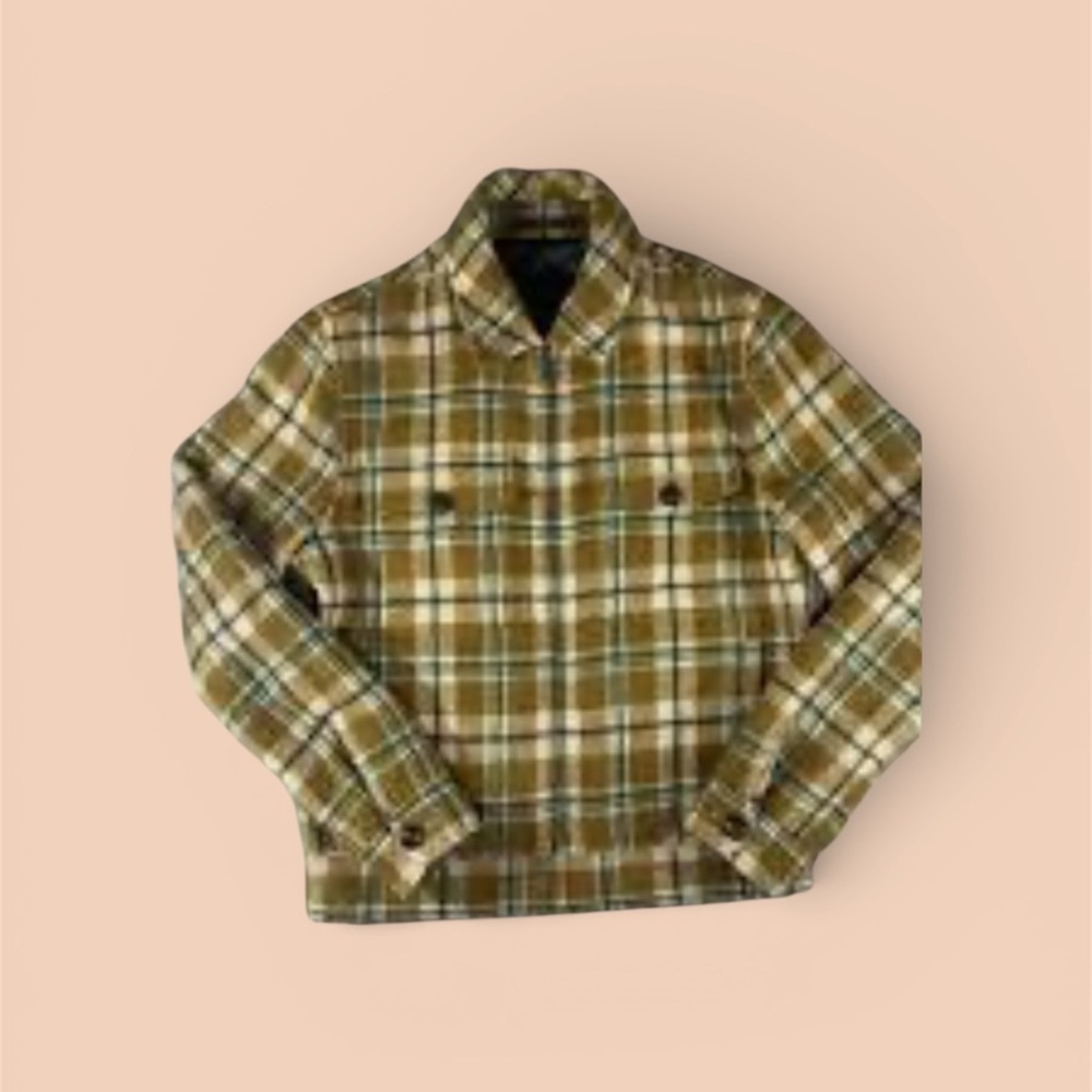 Todd Snyder Wool Bouclé Double Zip Jacket Brown Green Plaid Lined Men’s XL H2F​​